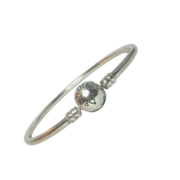 Pandora Bangle Charm Bracelet Ball Clasp Sterling Silver 6.7"  590713 - Picture 2 of 8